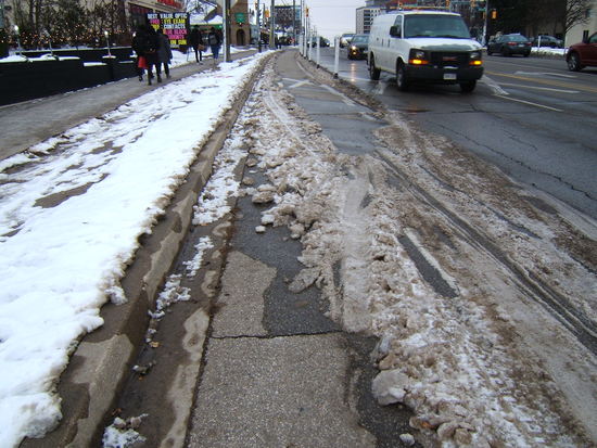 Snow
across the bike lane near Phillip, looking backwards