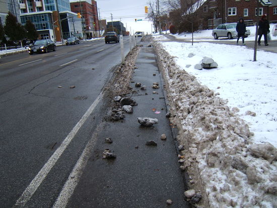 Snow
chunks in the bike lane