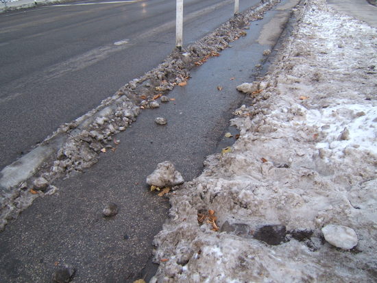More snow
chunks in the bike lane